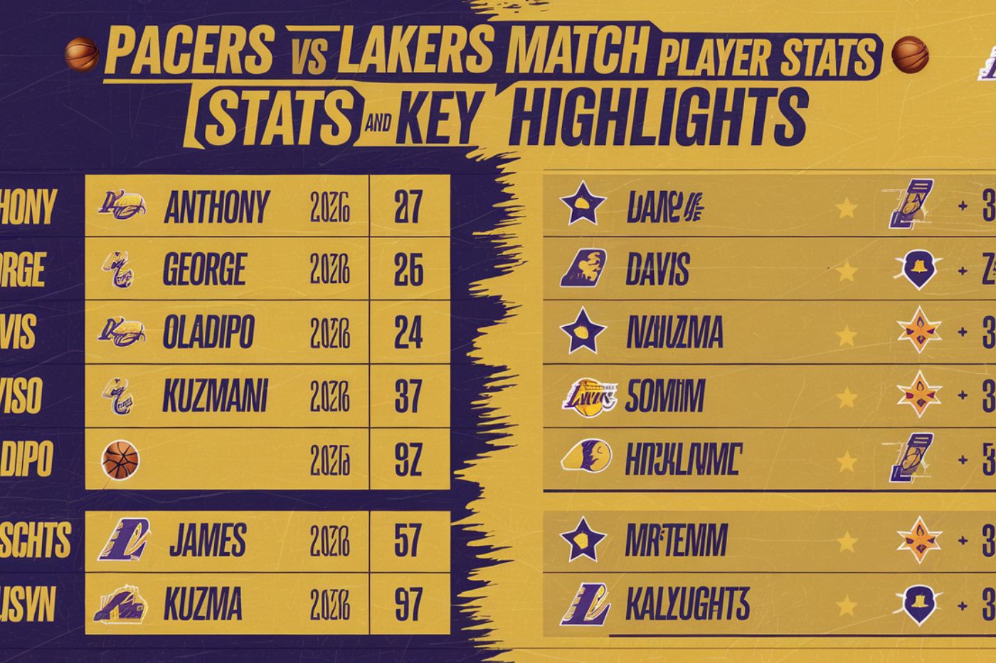 Pacers vs Lakers Match Player Stats and Key Highlights